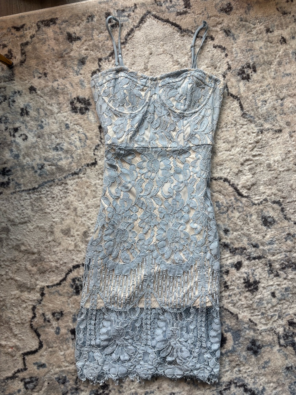 Light Blue Floral Lace Dress